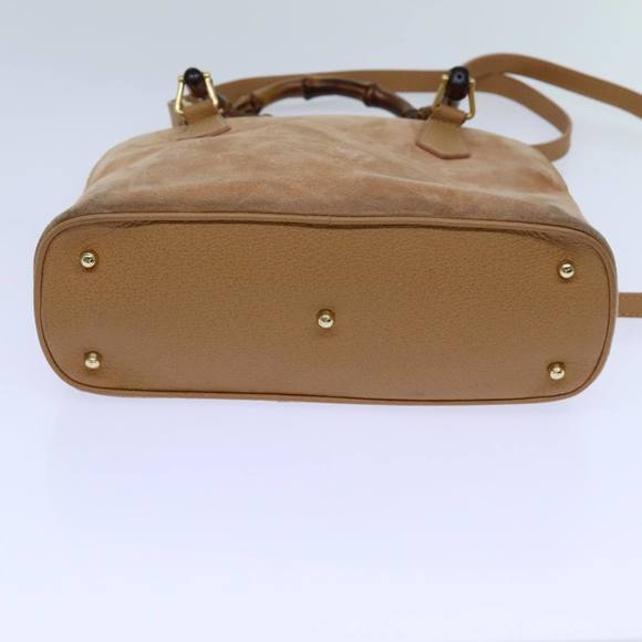 GUCCI Bamboo Hand Bag Suede 2way Brown Auth 71164 - Picture 5 of 16